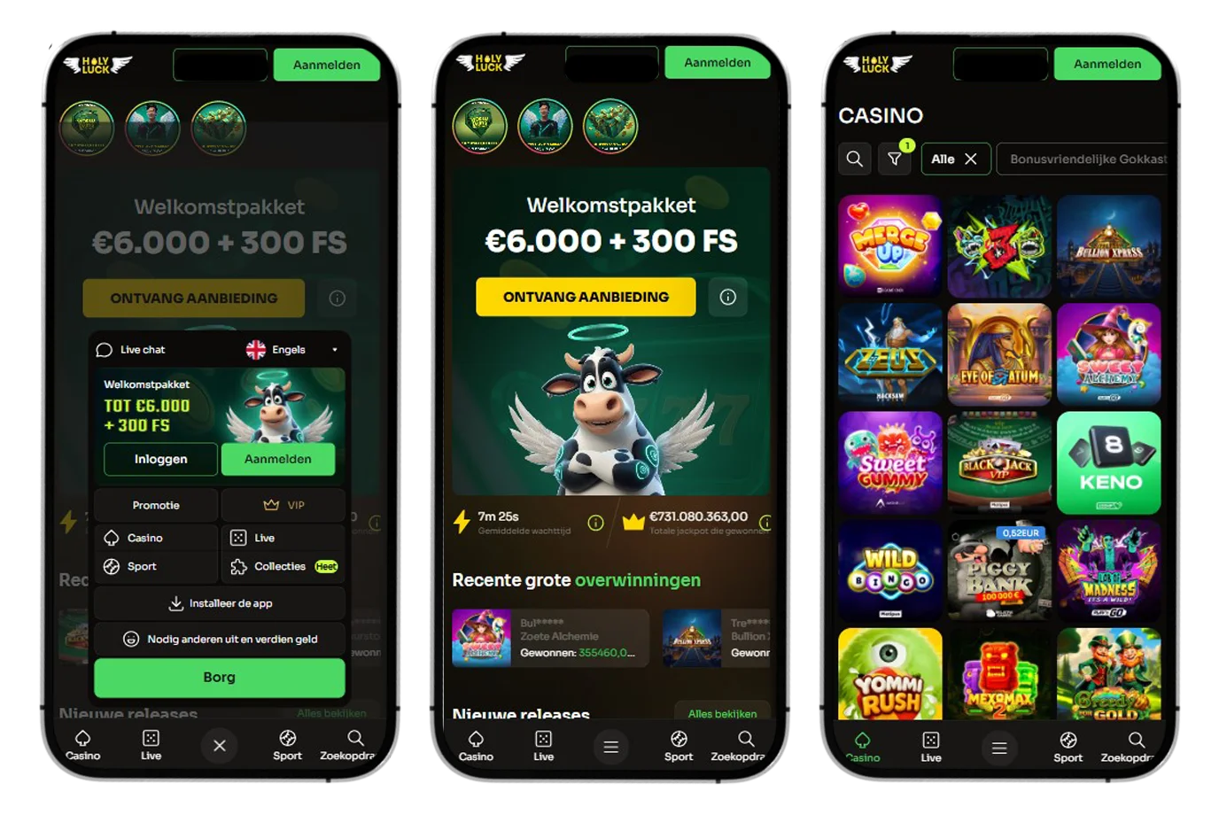 Holyluck Mobiele versie en app